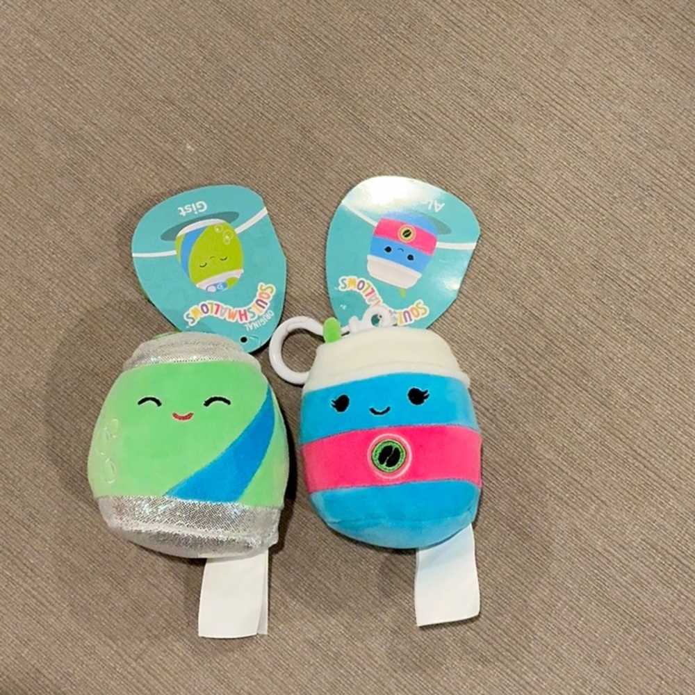 Squishmallows Plush Toys Set - Green and Blue beverages